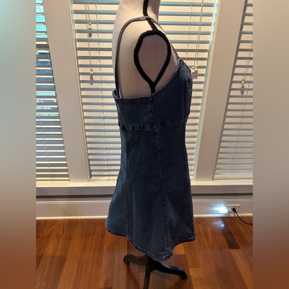 Sweet Society Strawberries Blue Denim Mini Dress - Picture 4 of 11